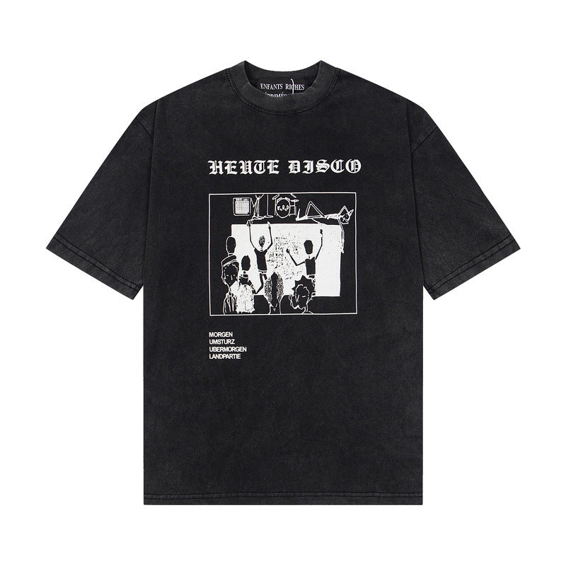 Casual short-sleeved T-shirt, printed cotton