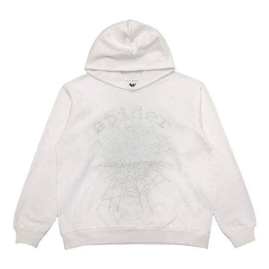 SP5DER OG RHINESTONE LOGO HOODIE WHITE - netstar®
