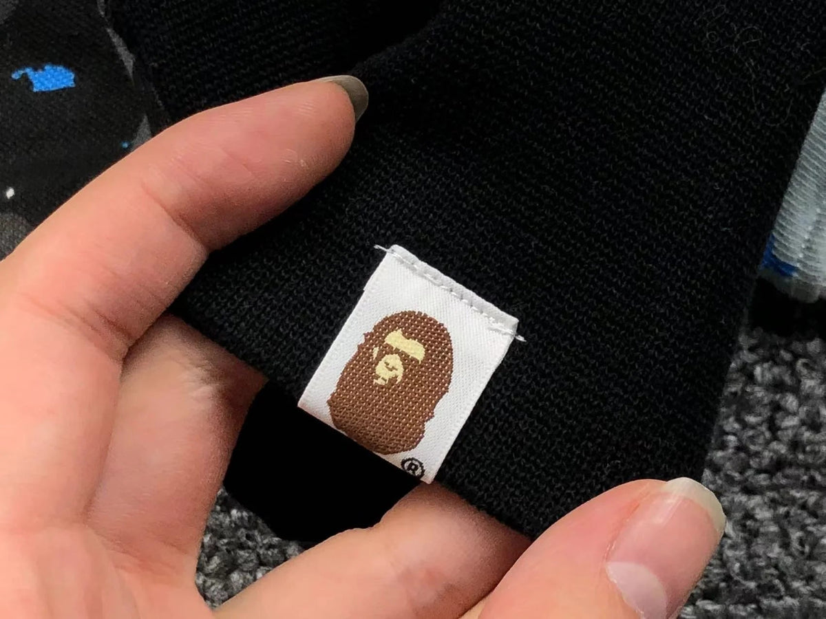 BAPE SPACE CAMO DOUBLE SHARK FULL ZIP HOODIE BLACK - netstar®