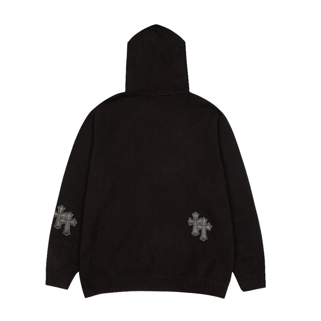 CHROME HEARTS BLACK CROSS PATCH HOODIE BLACK - netstar®