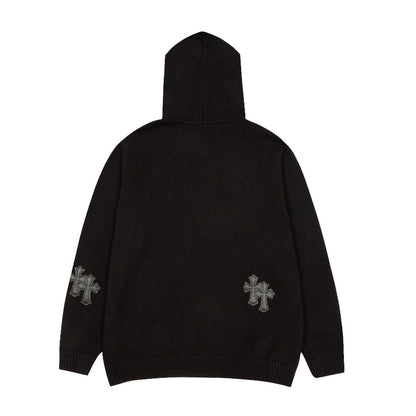 CHROME HEARTS BLACK CROSS PATCH HOODIE BLACK - netstar®
