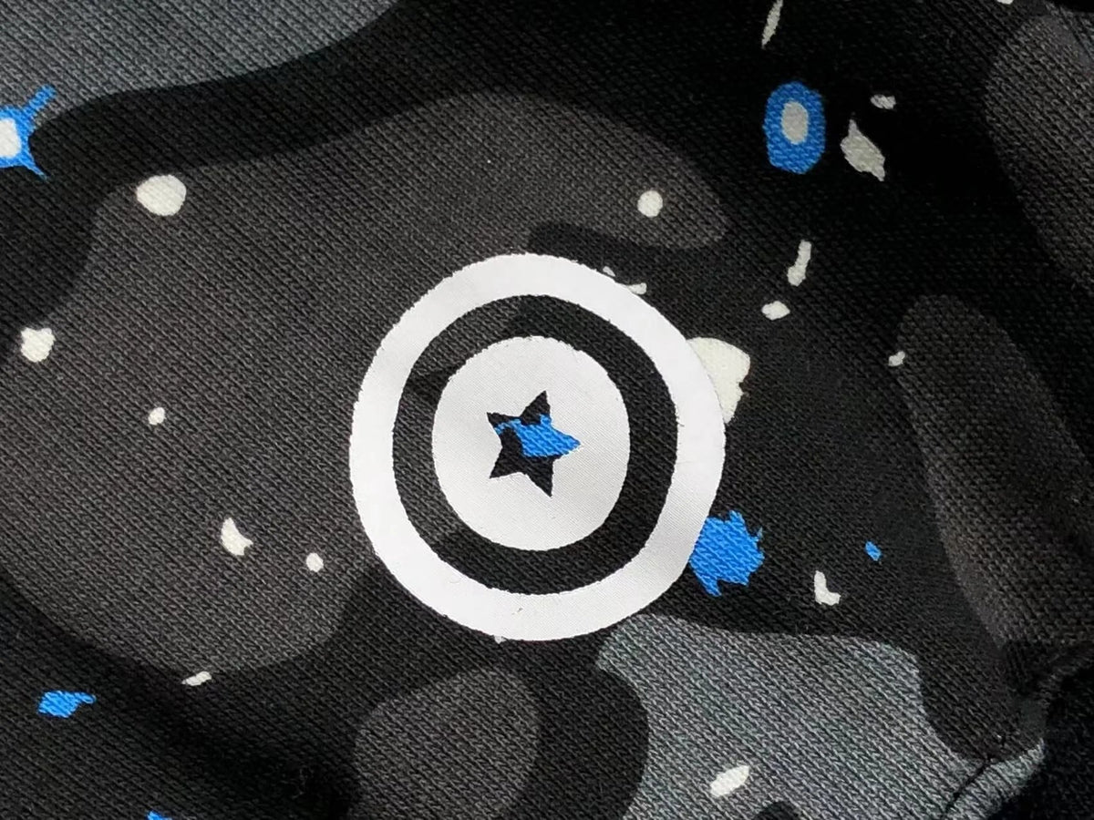 BAPE SPACE CAMO DOUBLE SHARK FULL ZIP HOODIE BLACK - netstar®