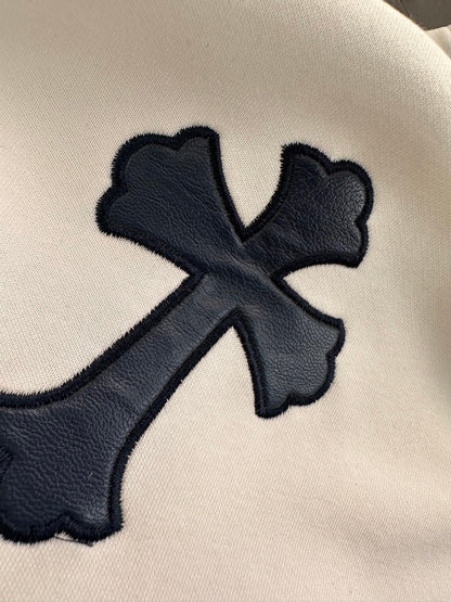 CHROME HEARTS BLACK CROSS PATCH HOODIE WHITE - netstar®