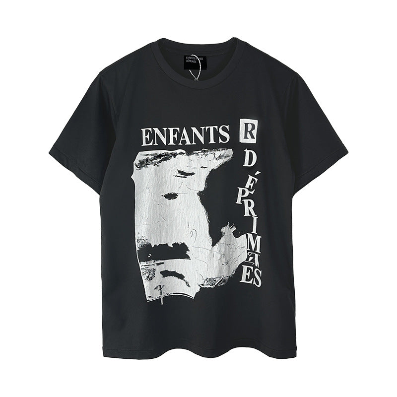 Casual short-sleeved T-shirt, printed cotton