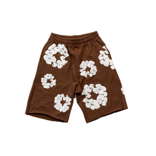 DENIM TEARS COTTON WREATH SHORTS BROWN - netstar