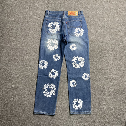 DENIM TEARS x LEVI'S COTTON WREATH JEANS BLUE - netstar