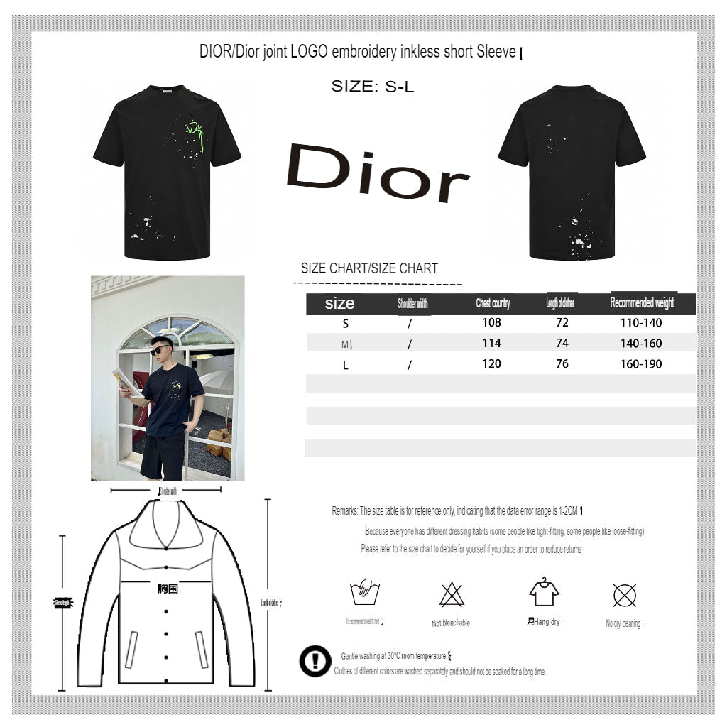 Dior Artistic Splatter T-Shirt (Black) - netstar