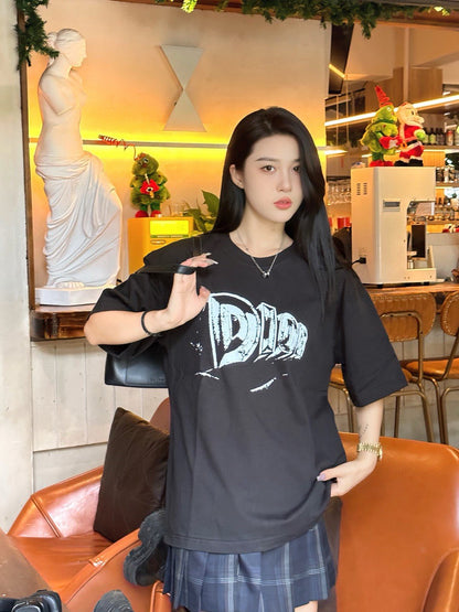 Dior Black T-Shirt with Bold Logo - netstar