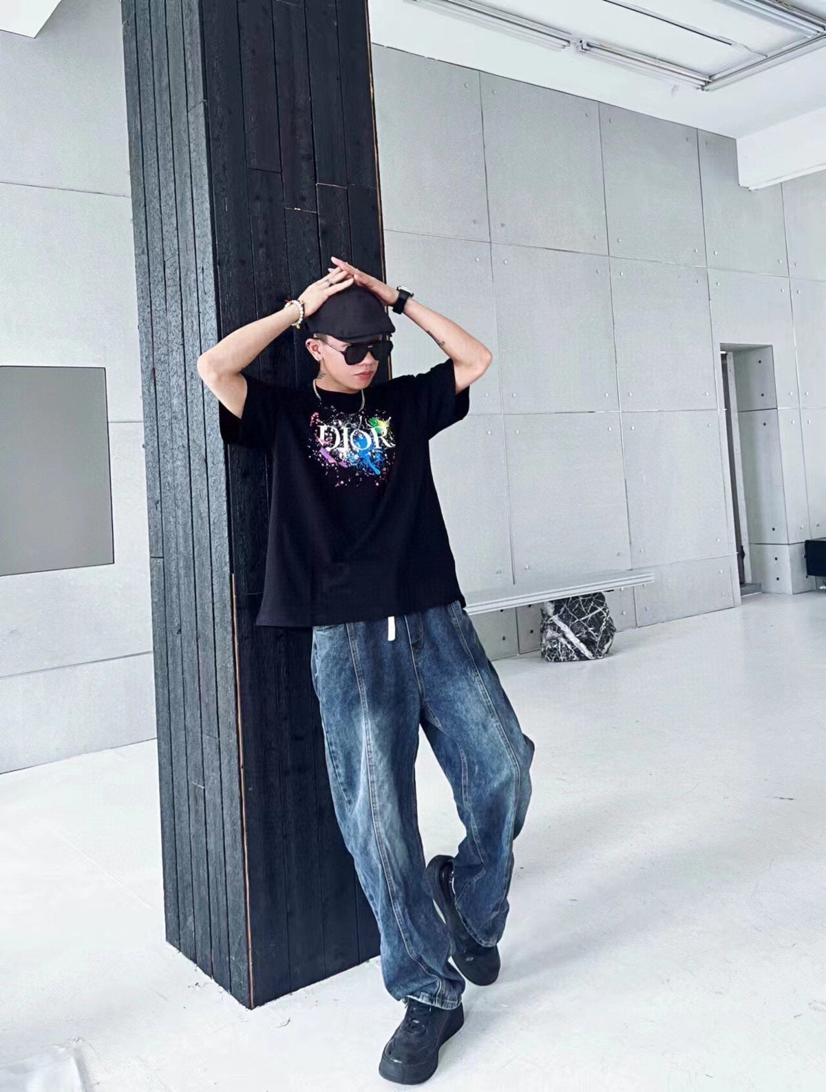 Dior Color Splash Graphic T-Shirt - Black - netstar