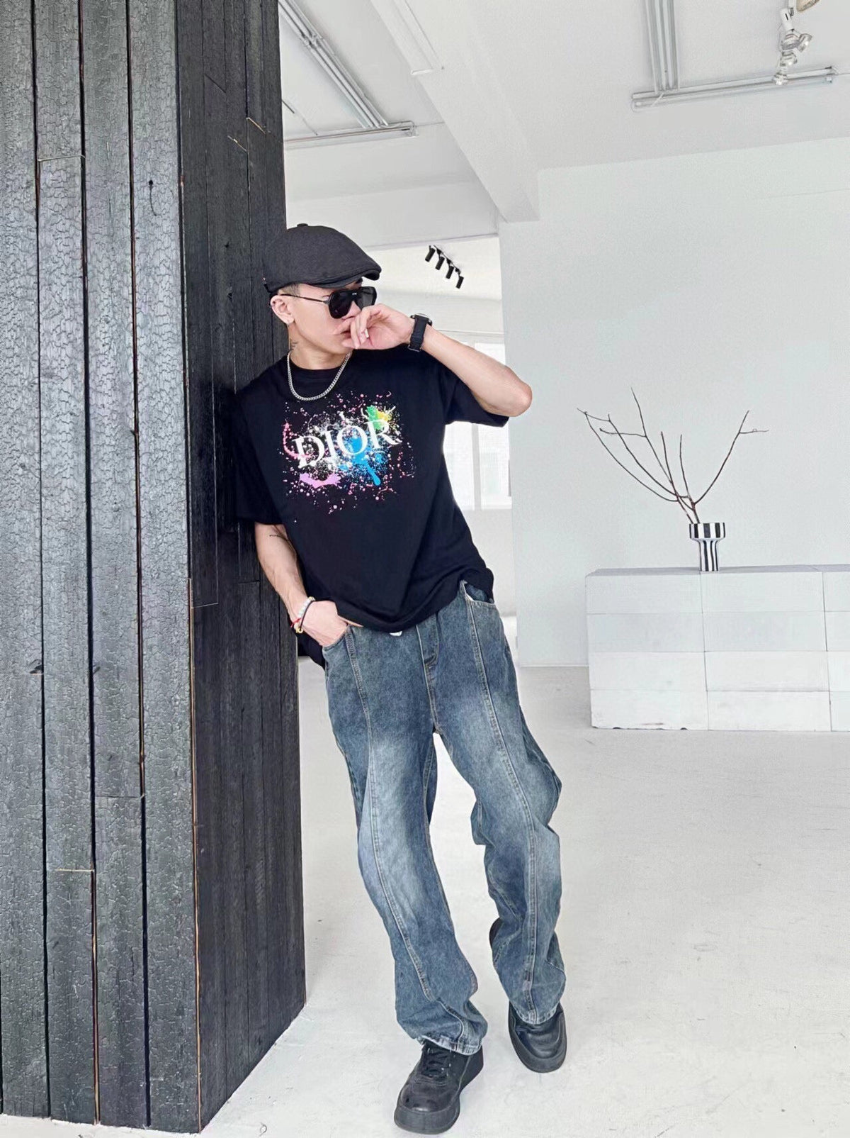Dior Color Splash Graphic T-Shirt - Black - netstar