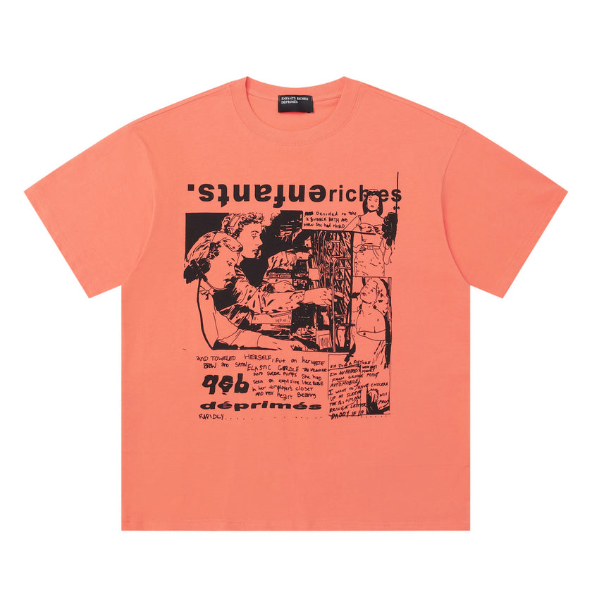 Casual short-sleeved T-shirt, printed cotton