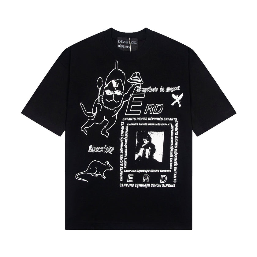 Casual short-sleeved T-shirt, printed cotton