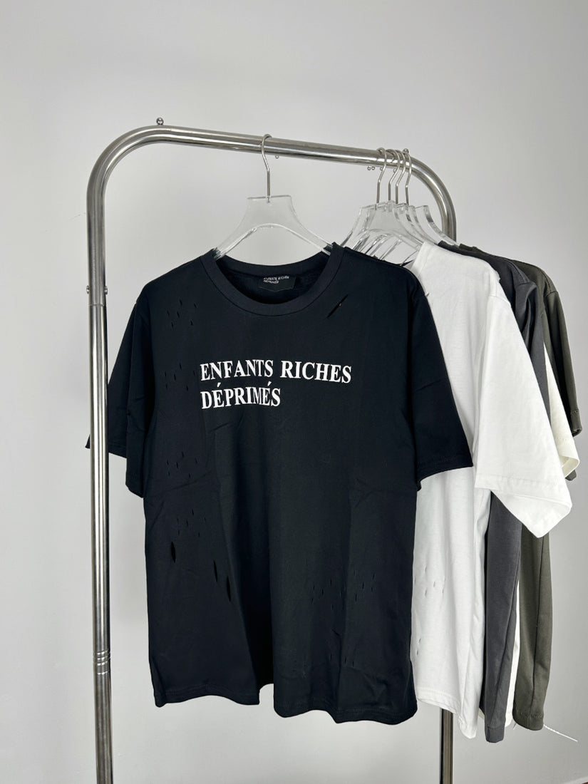 Casual short-sleeved T-shirt, printed cotton