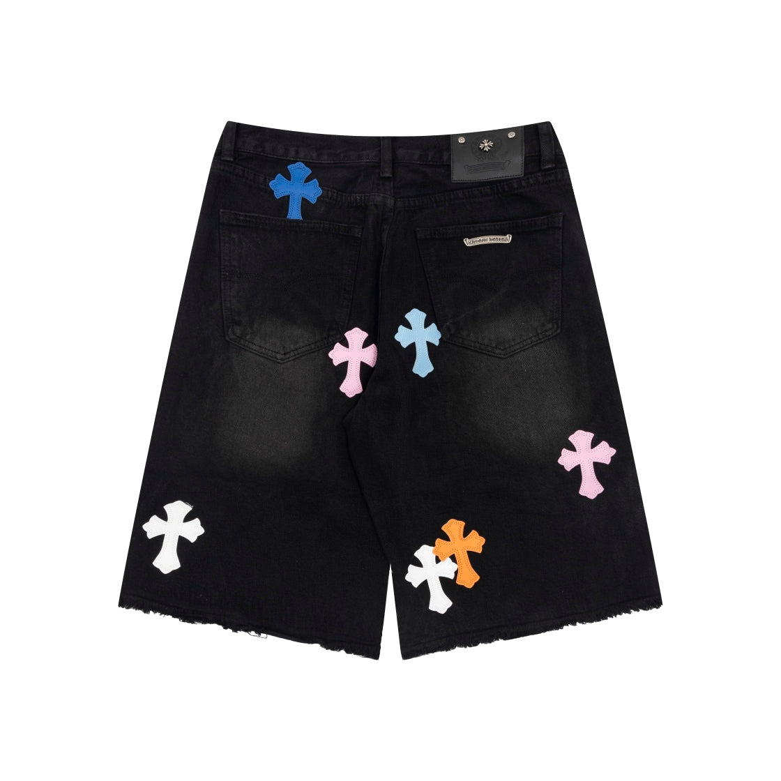 CHROME HEARTS MULTICOLOR CROSS PATCH JORTS BLACK - netstar®